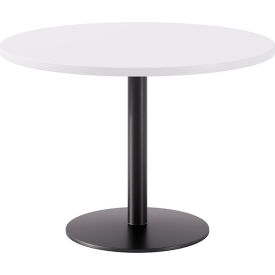 42" Round Pedestal Table, Black Base, Designer White Top