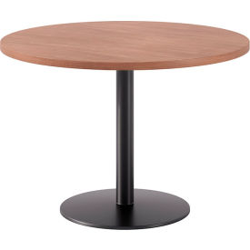 KFI Studios 42" Round Pedestal Table, Black Base, River Cherry Top