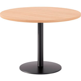Proof 42" Round Pedestal Table, Black Base, Maple Top