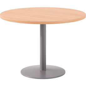 42" Round Pedestal Table, Silver Base, Maple Top