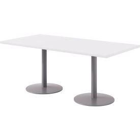 Proof Rectangle Table, 72"L x 36"W, Silver Base, Designer White Top