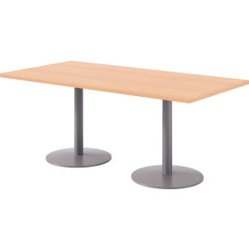 Proof Rectangle Table, 72"L x 36"W, Silver Base, Maple Top