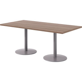 Proof Rectangle Table, 72"L x 36"W, Silver Base, Studio Teak Top