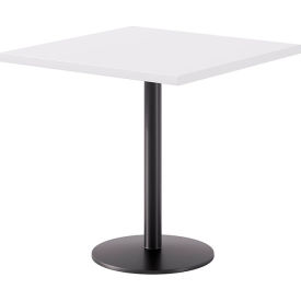 Proof 30" Square Pedestal Table, Black Base, Designer White Top