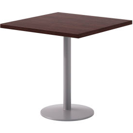 Proof 30" Square Pedestal Table, Silver Base, Espresso Top