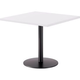 Proof 36" Square Pedestal Table, Black Base, Designer White Top