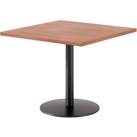 Proof 36" Square Pedestal Table, Black Base, River Cherry Top