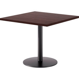36" Square Pedestal Table, Black Base, Espresso Top
