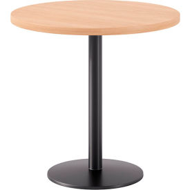 30" Round Pedestal Table, Black Base, Maple Top
