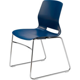 Imme Armless Sled Base Chair, 21"W x 22"D x 32"H, Chrome Frame, Navy