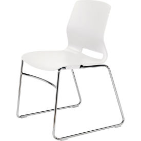Imme Armless Sled Base Chair, 21"W x 22"D x 32"H, Chrome Frame, White