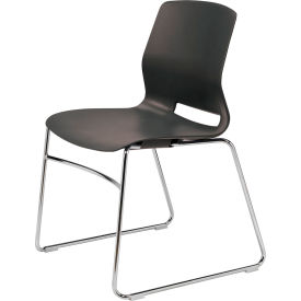 Imme Armless Sled Base Chair, 21"W x 22"D x 32"H, Chrome Frame, Black