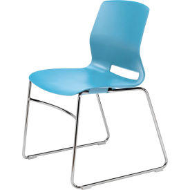 Imme Armless Sled Base Chair, 21"W x 22"D x 32"H, Chrome Frame, Sky Blue