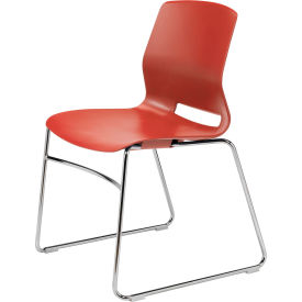 Imme Armless Sled Base Chair, 21"W x 22"D x 32"H, Chrome Frame, Coral