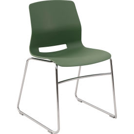Imme Armless Sled Base Chair, 21"W x 22"D x 32"H, Chrome Frame, Slate Green