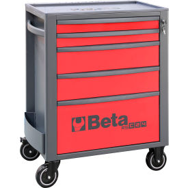 Heavy Duty Rolling Tool Cabinet, 5 Drawers, 29-1/8"W x 17-1/2"D x 38-1/8"H, Red