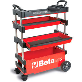 Collapsible Tool Cart, 110 lb. Capacity, 27"W x 12"D x 36"H, Red