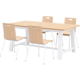 Jive 72"x 36" Dining Table Set, 4 Natural Chairs, Maple Top/Black Frame
