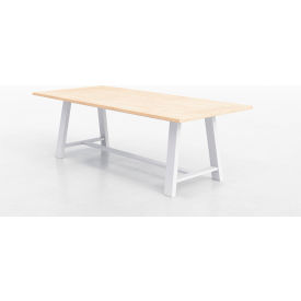 Midtown Conference Table, HPL, 96"L x 36"W x 30"H, Maple Finish, White Frame