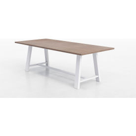 Midtown Conference Table, HPL, 96"L x 36"W x 30"H, Studio Teak Finish, White Frame