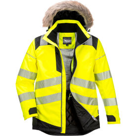 Hi-Vis Winter Parka Jacket, ANSI Type R Class 3, 4XL, Yellow/Black