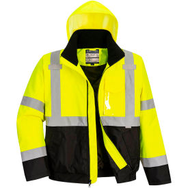 Hi-Vis Contrast Bomber Jacket, ANSI Type R Class 3, 2XL, Yellow/Black