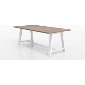 Midtown Conference Table, HPL, 84"L x 36"W x 30"H, Studio Teak Finish, White Frame
