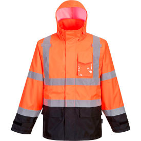 Hi-Vis Contrast Rain Jacket, ANSI Class 3, 4XL, Orange/Black