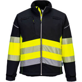 Enhanced Visibility Softshell Jacket, ANSI Type O Class 1, XL, Black/Yellow