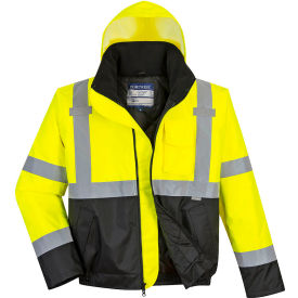 Hi-Vis Contrast Bomber Jacket, ANSI Type R Class 3, Tall Cut, L, Yellow/Black