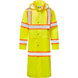 Hi-Vis Contrast 48" Rain Coat, ANSI Class 3, 2XL, Yellow