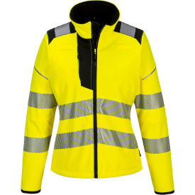 Hi-Vis Women's Softshell Jacket, ANSI Type R Class 2, L, Yellow/Black
