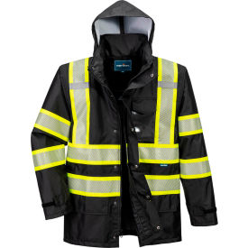Iona Plus Enhanced Visibility Mesh Lined Rain Jacket, 3XL, Black