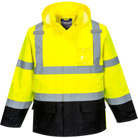 Hi-Vis Contrast Rain Jacket, ANSI Class 3, 3XL, Yellow/Black