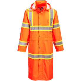 Hi-Vis Contrast 48" Rain Coat, ANSI Class 3, 2XL, Orange