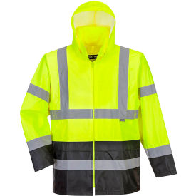 Hi-Vis Contrast Panel Rain Jacket, ANSI Class 3, 5XL, Yellow/Black
