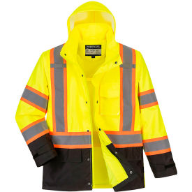 Hi-Vis Contrast Tape Rain Jacket, ANSI Class 3, M, Yellow/Black