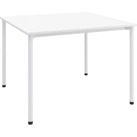 Dailey Training Table with Glides, HPL, 42"W x 42"L, White Frame, Designer White