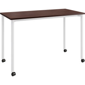 Dailey Training Table with Casters, HPL, 24"W x 48"L, White Frame, Cafelle