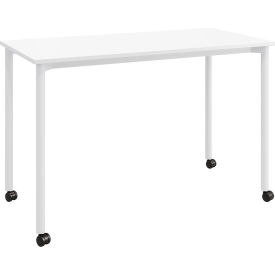 Dailey Training Table with Casters, HPL, 24"W x 48"L, White Frame, Designer White
