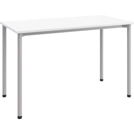 Dailey Training Table with Glides, HPL, 24"W x 48"L, Silver Frame, Designer White