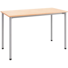 Dailey Training Table with Glides, HPL, 24"W x 48"L, Silver Frame, Maple