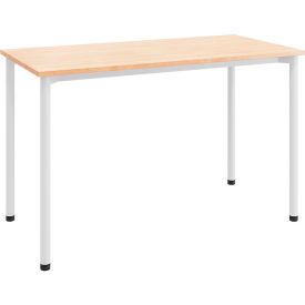 Dailey Training Table with Glides, HPL, 24"W x 48"L, White Frame, Maple
