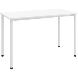 Dailey Training Table with Glides, HPL, 24"W x 48"L, White Frame, Designer White