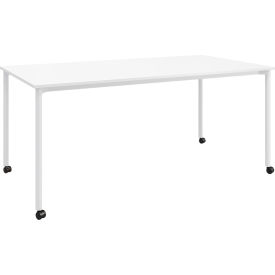 Dailey Training Table with Casters, HPL, 30"W x 60"L, White Frame, Designer White