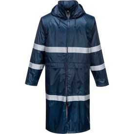 Classic Iona Enhanced Visibility 47" Rain Coat, M, Navy