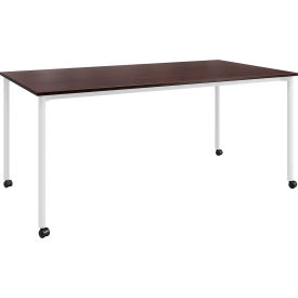 Dailey Training Table with Casters, HPL, 36"W x 72"L, White Frame, Cafelle
