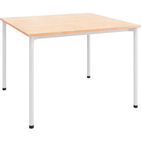 Dailey Training Table with Glides, HPL, 42"W x 42"L, White Frame, Maple