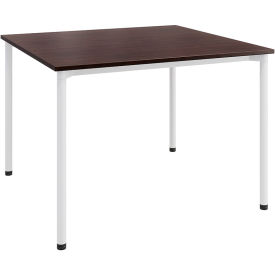 Dailey Training Table with Glides, HPL, 42"W x 42"L, White Frame, Cafelle