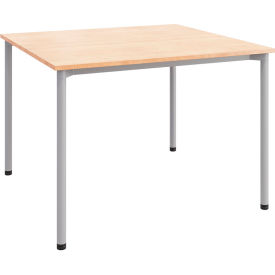 Dailey Training Table with Glides, HPL, 42"W x 42"L, Silver Frame, Maple